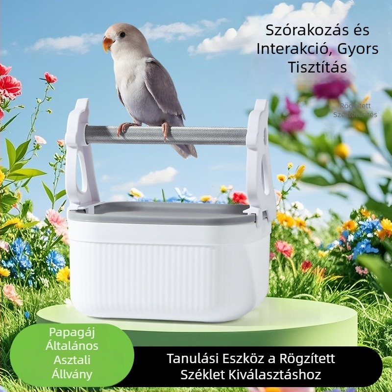 Papagájállvány műanyagból, asztali kivitel, dizájn Tiger Skin Xuanfeng Peony, modell 0123, márka Yaochongji, kis madarak számára