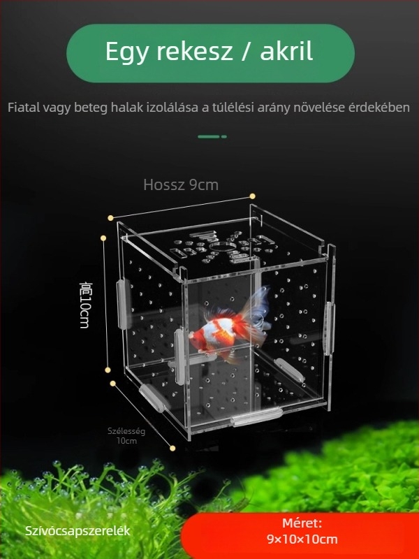 Akril akváriumi izolációs doboz – guppy kikeléshez, teknősbéka kölykei, Betta és tropusi halak; Anyag: akril; Eredet: Hebei; Kategória: akváriumi felszerelés