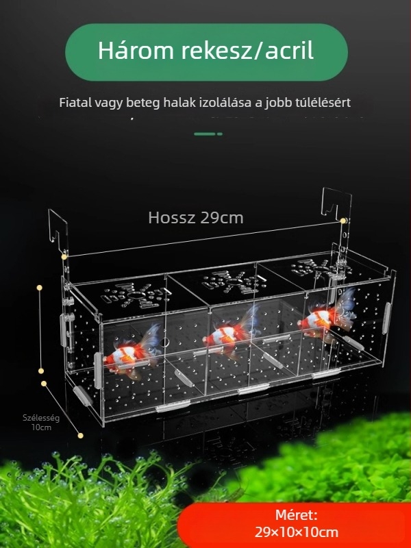 Akril akváriumi izolációs doboz – guppy kikeléshez, teknősbéka kölykei, Betta és tropusi halak; Anyag: akril; Eredet: Hebei; Kategória: akváriumi felszerelés