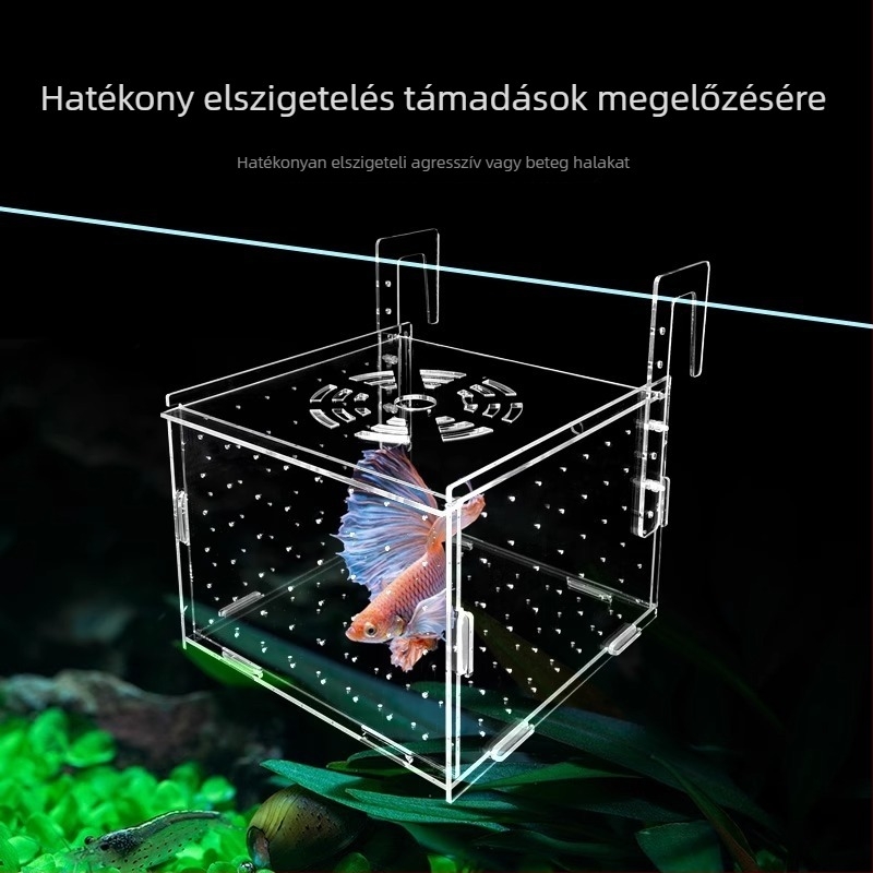Akril akváriumi izolációs doboz – guppy kikeléshez, teknősbéka kölykei, Betta és tropusi halak; Anyag: akril; Eredet: Hebei; Kategória: akváriumi felszerelés