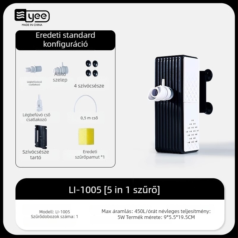 yee három az egyben akváriumi szűrő pumpa keringő vízrendszerrel, beépített rendkívül csendes oxigén-generátor | Anyag: Műanyag | Tömeg: 1,5 kg | Termékkategória: Szűrő