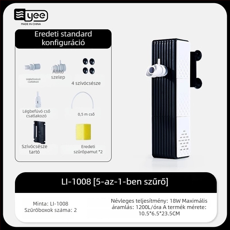 yee három az egyben akváriumi szűrő pumpa keringő vízrendszerrel, beépített rendkívül csendes oxigén-generátor | Anyag: Műanyag | Tömeg: 1,5 kg | Termékkategória: Szűrő