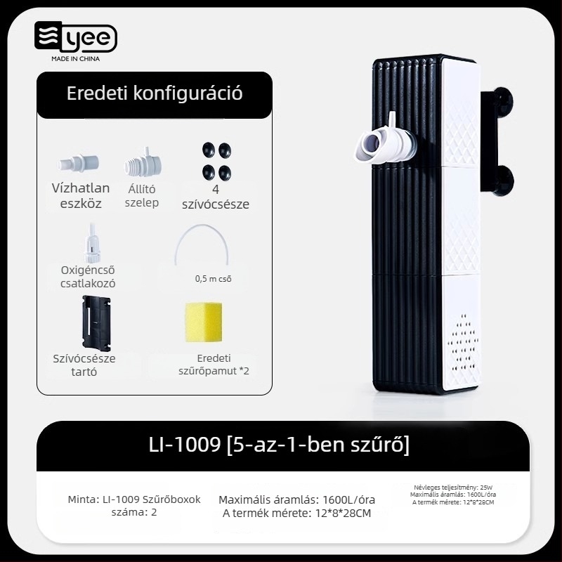 yee három az egyben akváriumi szűrő pumpa keringő vízrendszerrel, beépített rendkívül csendes oxigén-generátor | Anyag: Műanyag | Tömeg: 1,5 kg | Termékkategória: Szűrő