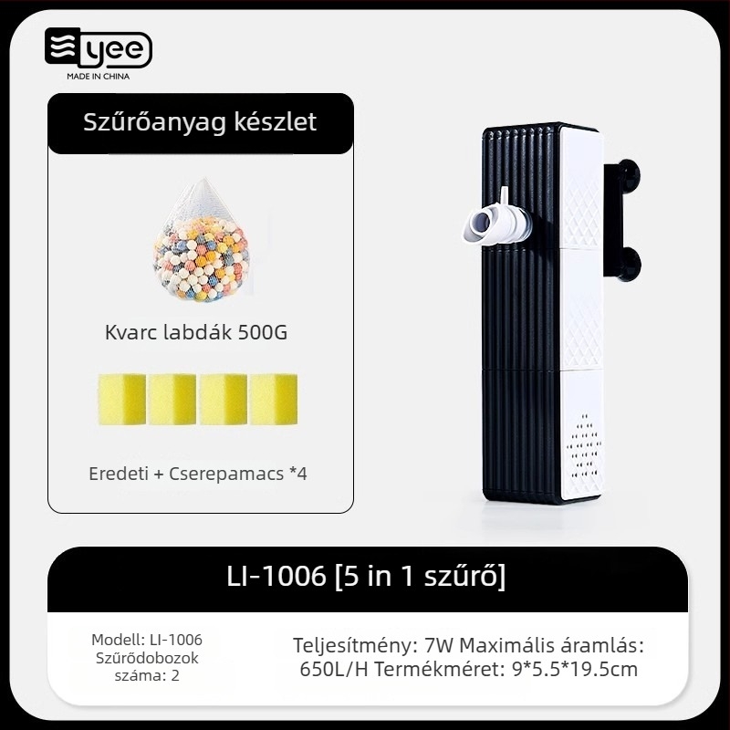 yee három az egyben akváriumi szűrő pumpa keringő vízrendszerrel, beépített rendkívül csendes oxigén-generátor | Anyag: Műanyag | Tömeg: 1,5 kg | Termékkategória: Szűrő