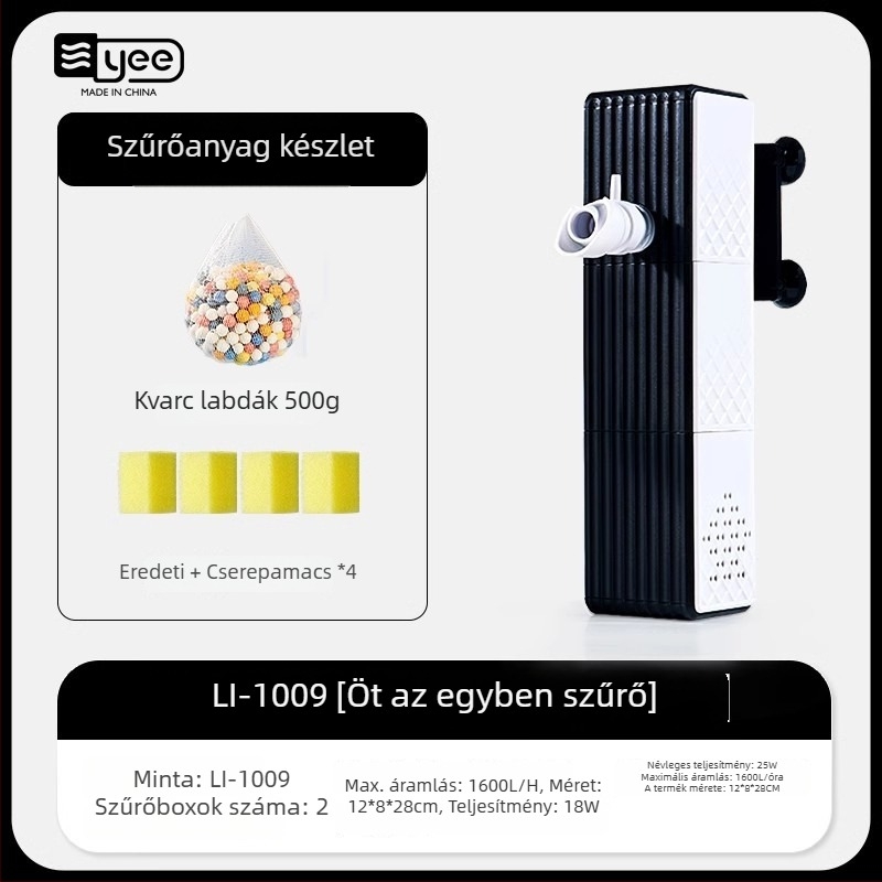 yee három az egyben akváriumi szűrő pumpa keringő vízrendszerrel, beépített rendkívül csendes oxigén-generátor | Anyag: Műanyag | Tömeg: 1,5 kg | Termékkategória: Szűrő