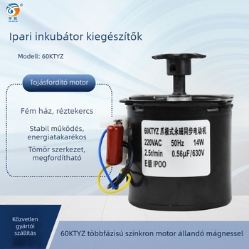 Inkubációs eszköz kiegészítő: ipari tojásforgató motor (60KTYZ szinkron motor) inkubátorokhoz; kompatibilis csirkékkel, libákkal, kacsákkal, fácánokkal és galambokkal; hőmérséklet-szabályozás 0–99°C; testreszabható feldolgozás