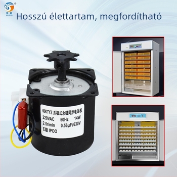 Inkubációs eszköz kiegészítő: ipari tojásforgató motor (60KTYZ szinkron motor) inkubátorokhoz; kompatibilis csirkékkel, libákkal, kacsákkal, fácánokkal és galambokkal; hőmérséklet-szabályozás 0–99°C; testreszabható feldolgozás