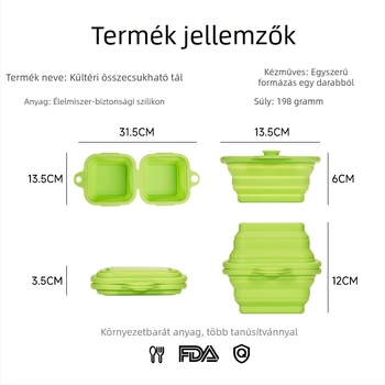 Összecsukható négyszögletes szilikon tál kutyáknak és macskáknak – lassú etető tál