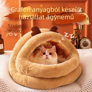Téli meleg fél-nyitott kisállatfészek grafénnel, kutyák és macskák számára