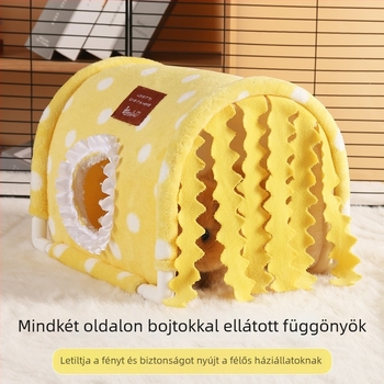 U alakú alagút kisállatoknak – pamutból, levehető és mosógépben mosható, meleg szigetelés