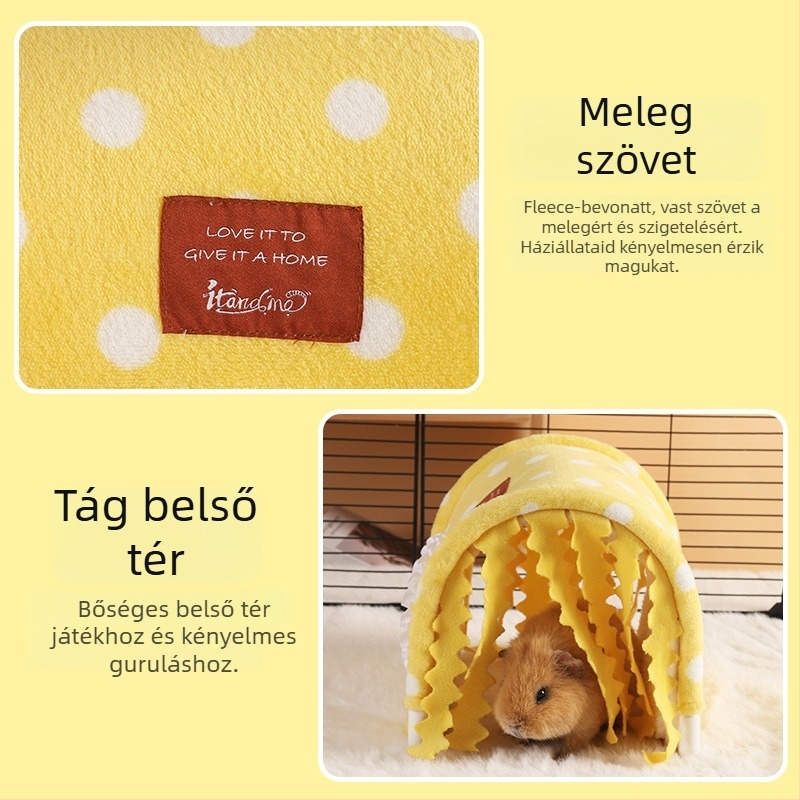 U alakú alagút kisállatoknak – pamutból, levehető és mosógépben mosható, meleg szigetelés