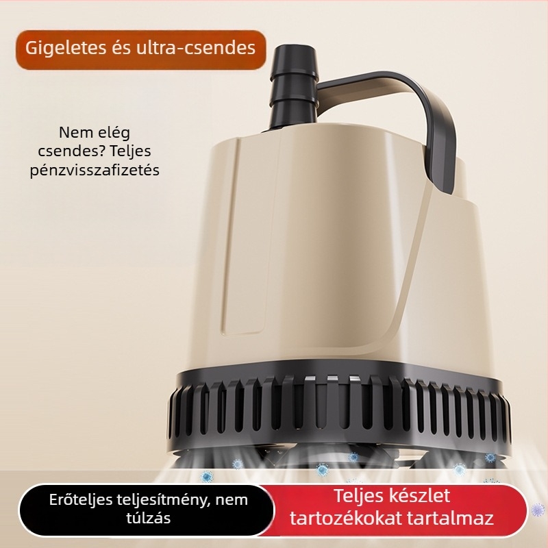 Merülő akváriumpumpa – alsó szívás, szűrő-keringés, rendkívül csendes, ABS anyag, vízcsere céljára