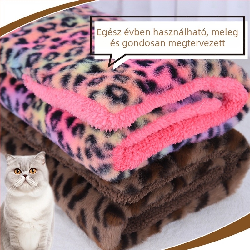 Macska- és kutyapárna — leopárd mintás, meleg, vastagított, magas visszapattanás