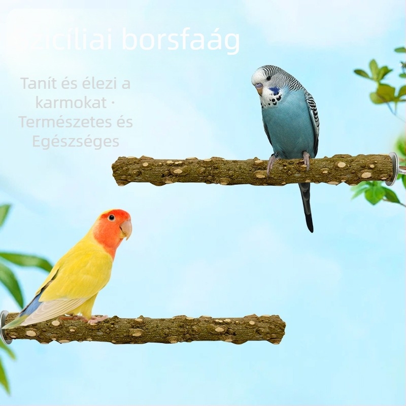 Zanthoxylum bungeanumból készült madármászó játék állvánnyal, papagájok és más madarak számára