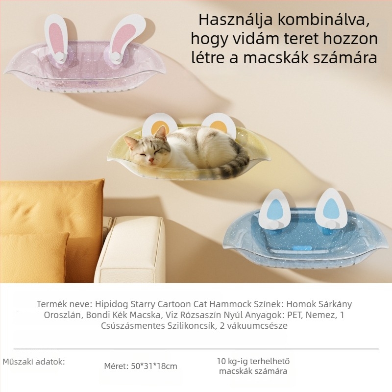 PET anyagú macska függőágy – ablakon rögzítés vákuumos koronggal, macskáknak, Mysterious Cat márka
