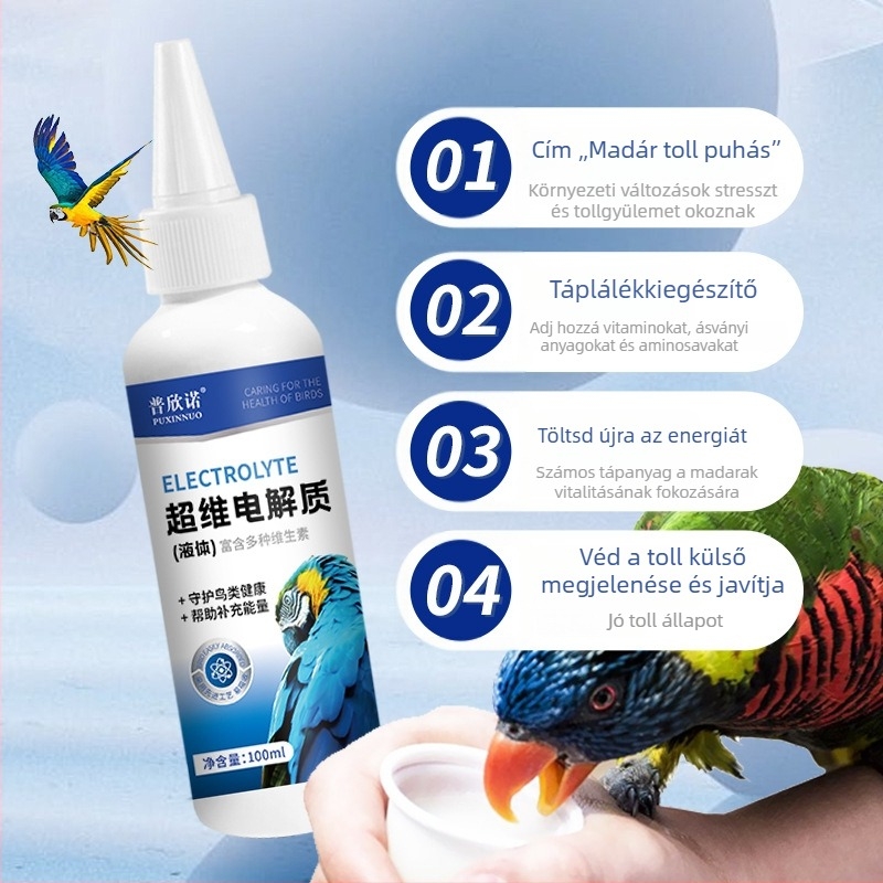 Papagájok számára elektrolit-kiegészítő probiotikumokkal - folyékony, Puno márka