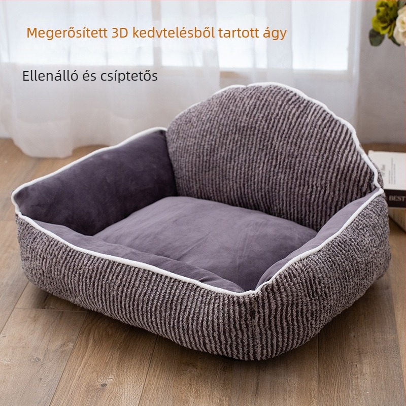 Macska és kistestű kutyák számára készült otthoni kanapé, minden évszakra, csíkos, vastag és meleg textil