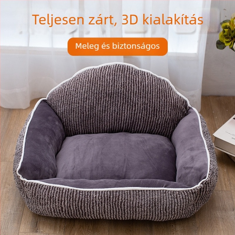 Macska és kistestű kutyák számára készült otthoni kanapé, minden évszakra, csíkos, vastag és meleg textil