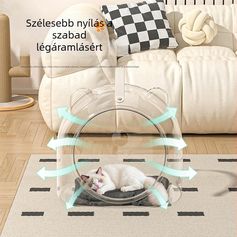 Macskafészek minden évszakra, űr-kapszula félig zárt kialakítás, műanyagból készült macskafészek – Márka: Pug Pet