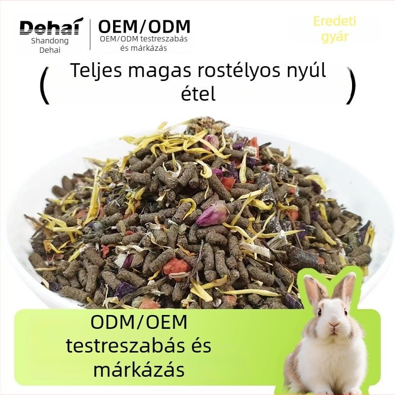 Száraz nyúl táp - magas rosttartalmú diéta felnőtt és fiatal nyulak számára, 200 g, származás Zaozhuang, Shandong