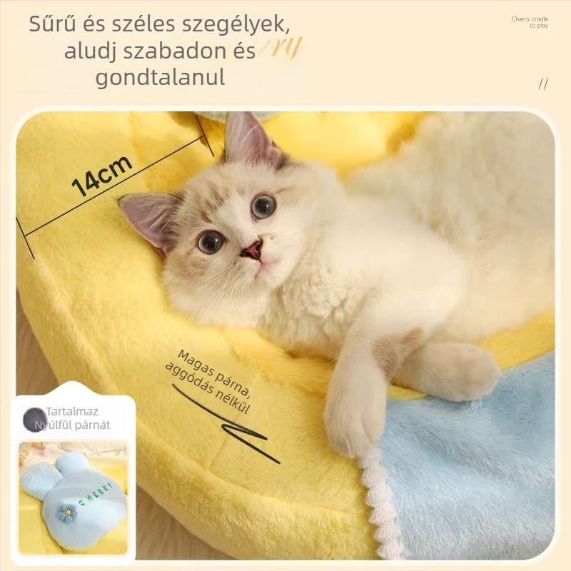 Félzárt macskafészek, meleg télen, minden évszakra (Poliester + PP pamut)