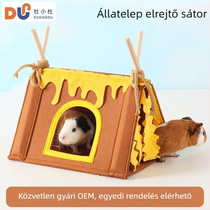 Kisállatok háromszög alakú rejtekhely – nyulak, tengerimalacok, sünök és mókusok számára — Lu Chong márka; minden évszakban alkalmas.