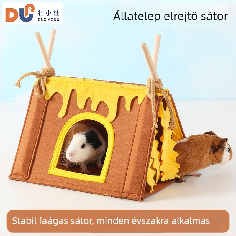 Kisállatok háromszög alakú rejtekhely – nyulak, tengerimalacok, sünök és mókusok számára — Lu Chong márka; minden évszakban alkalmas.
