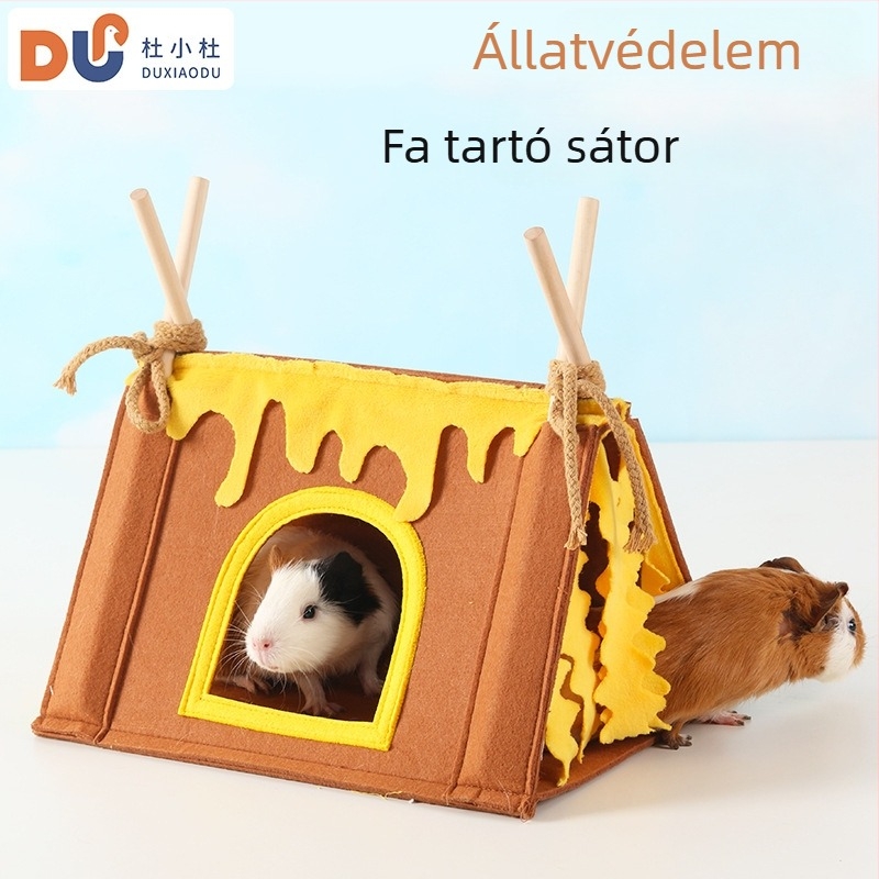 Kisállatok háromszög alakú rejtekhely – nyulak, tengerimalacok, sünök és mókusok számára — Lu Chong márka; minden évszakban alkalmas.