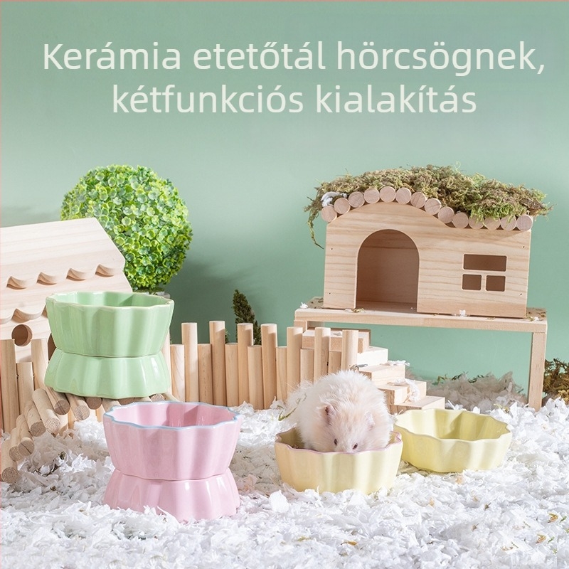 Kerámia hörcsög etetőtál, anti-tipp kialakítással, márka Shuo Ni, háziállat étel tál