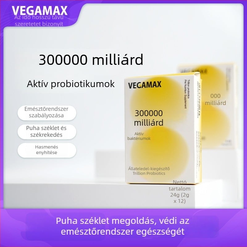 Vegamax Kisállat-probiotikumok kutyáknak és macskáknak – támogatják az emésztést és szabályozzák a gyomor-bél traktust, 24 g