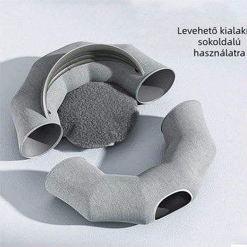 Fából készült macskafészek alagúttal és labirintussal