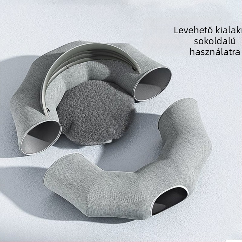 Fából készült macskafészek alagúttal és labirintussal