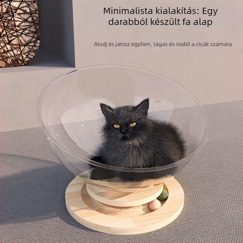 Fából készült macskafészek forgó platformával — mind a négy évszakra, macskafészek és játék