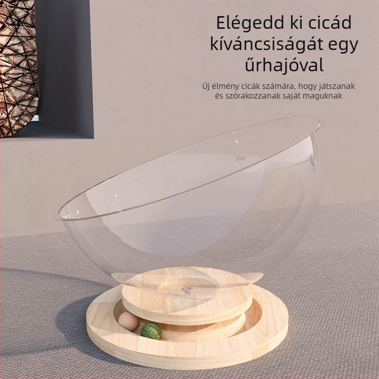 Fából készült macskafészek forgó platformával — mind a négy évszakra, macskafészek és játék