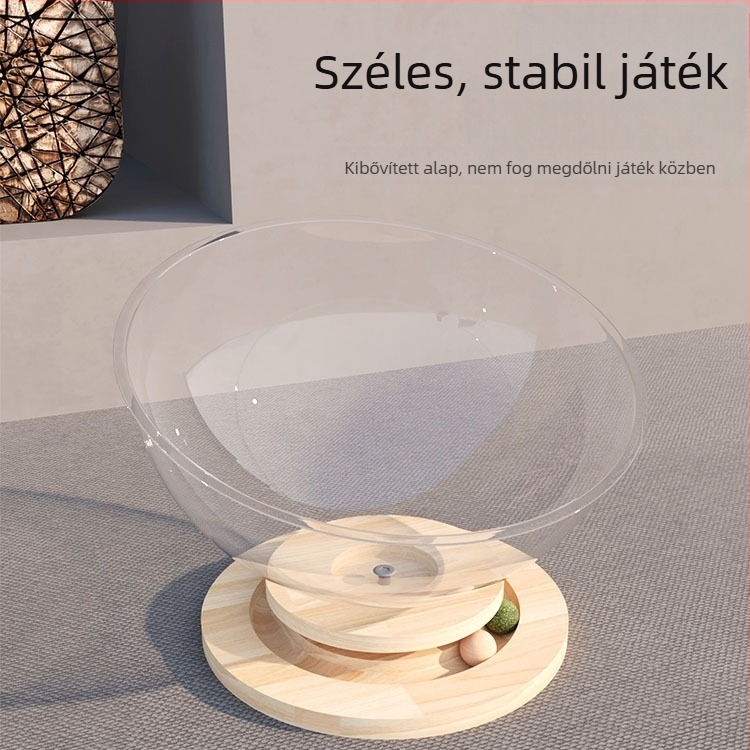 Fából készült macskafészek forgó platformával — mind a négy évszakra, macskafészek és játék