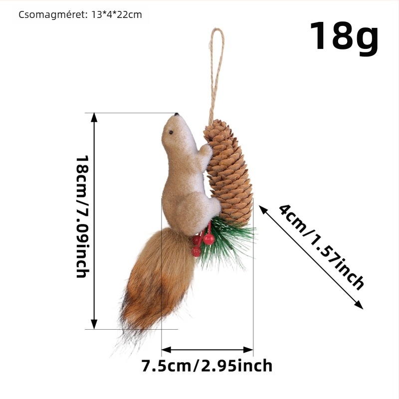 Asztali habból készült mókus díszfigura textil részletekkel – karácsonyi dekoráció, rekvizit a helyszín rendezéséhez