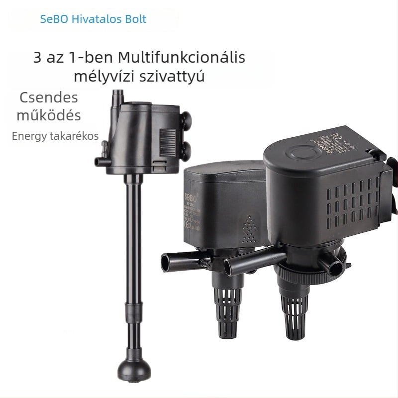Műanyagból készült három az egyben merülő pumpa akváriumhoz, szűrés és oxigénellátás