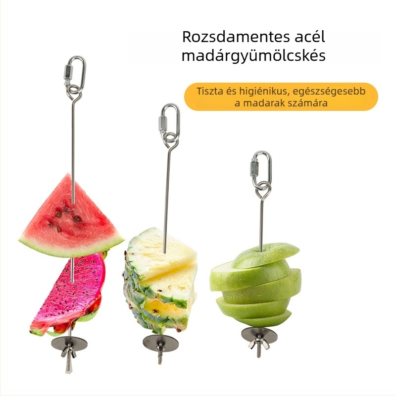 Rozsdamentes acél papagáj gyümölcs-clip etetőjáték – függő etető gyümölcsökhöz, zöldségekhez és kukoricához