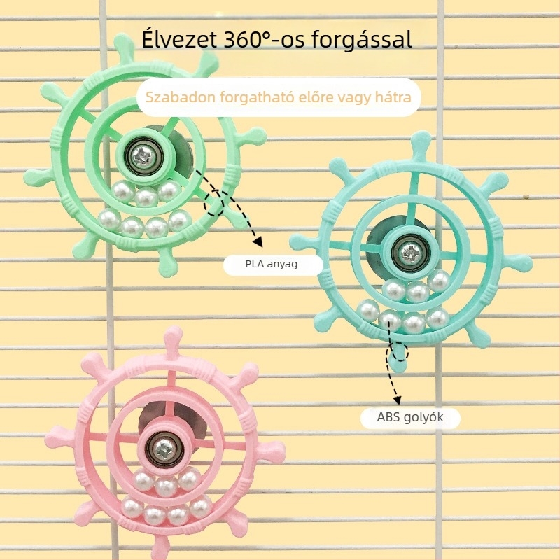 Papagájjáték forgó platóval — műanyag, Hua Baishi márka, papagájoknak