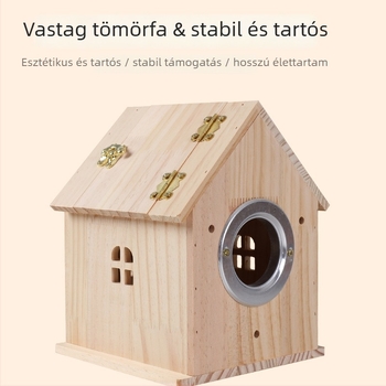 Fa papagájfészek költésre, tömörfa konstrukció, származás Shandong, márka Happy Parrot, madárhoz