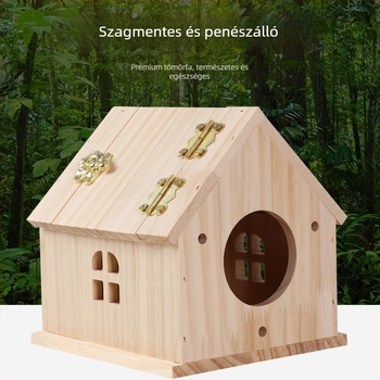 Fa papagájfészek költésre, tömörfa konstrukció, származás Shandong, márka Happy Parrot, madárhoz
