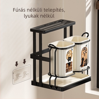 ABS anyagú konyhai evőeszköztartó lefolyókosárral, modell ACF1490, tárolás és lefolyás, eredet Kína