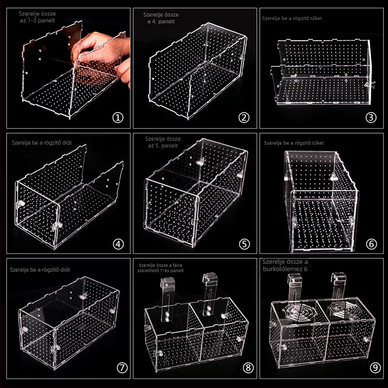 Akril akváriumi inkubáló doboz – többfunkciós, izolált apró halak és garnélák számára, összeszerelt