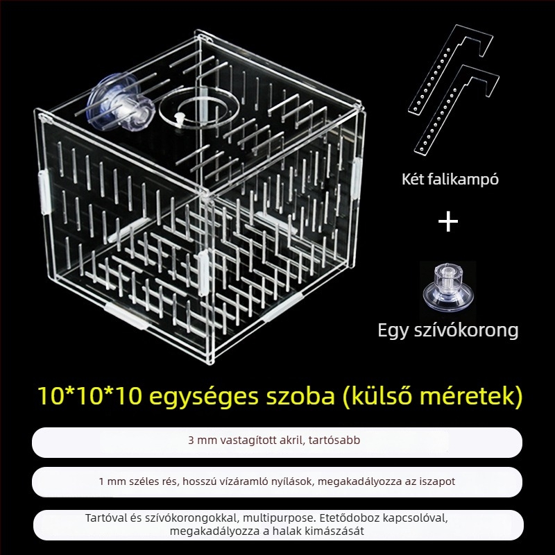 Akril akváriumi inkubáló doboz – többfunkciós, izolált apró halak és garnélák számára, összeszerelt