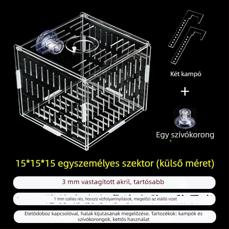 Akril akváriumi inkubáló doboz – többfunkciós, izolált apró halak és garnélák számára, összeszerelt