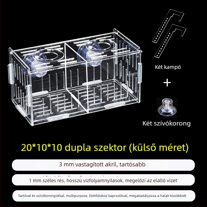 Akril akváriumi inkubáló doboz – többfunkciós, izolált apró halak és garnélák számára, összeszerelt