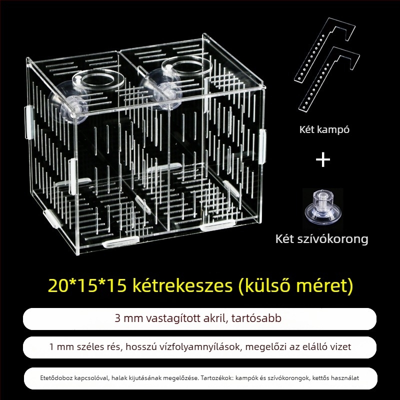Akril akváriumi inkubáló doboz – többfunkciós, izolált apró halak és garnélák számára, összeszerelt
