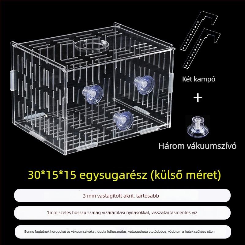 Akril akváriumi inkubáló doboz – többfunkciós, izolált apró halak és garnélák számára, összeszerelt