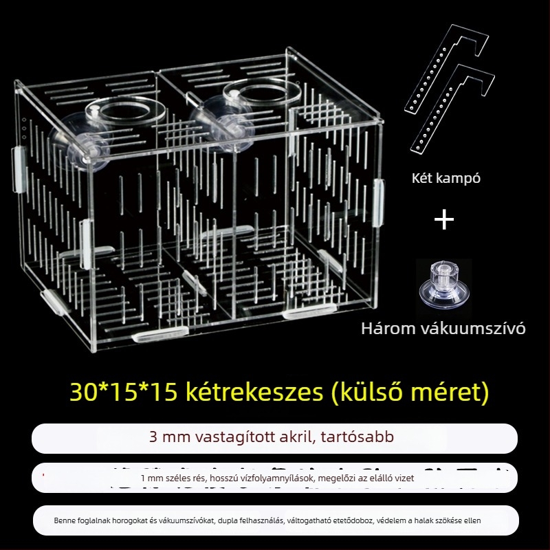 Akril akváriumi inkubáló doboz – többfunkciós, izolált apró halak és garnélák számára, összeszerelt