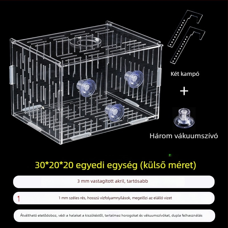 Akril akváriumi inkubáló doboz – többfunkciós, izolált apró halak és garnélák számára, összeszerelt